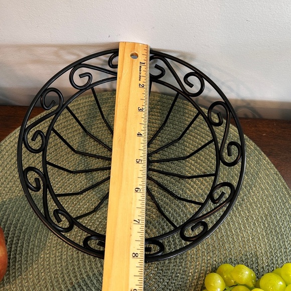 MCM Wrought Iron Footed Fruit Basket & Faux Fruits That Look Real Vintage VGUC. - Picture 9 of 10